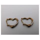 925 Sterling Silver Gold Plated Heart Huggie Hoop Earrings