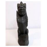 Vintage, hand-carved wooden figurine reminiscent of Balinese or Southeast Asian mythology