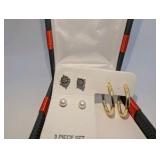 3-piece earring set, Gold Plated|Genuine Diamond NIB