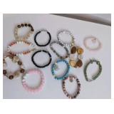 Natural Stone and bead stretchy bracelet lot