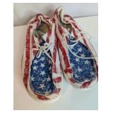 Hey Dude Wendy Patriotic Star Spangled slip-on shoes, size 10