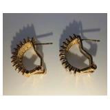 925 Sterling Gold Plated Diamond Chip Huggie Hoop Earrings