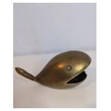 Mid-century modern brass whale ashtray