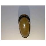 Vintage Oval Turkish Style Brass Ring, Yellowish Stone, Size 7
