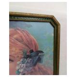 Vintage Victorian Lady Floral Print with Antique Green Frame