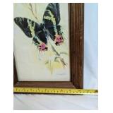 Vintage watercolor lithograph print, "Sunset Moth" by German artist B. Ballestar