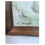 Vintage 1975 framed lithograph titled "A Day at the Beach" by artist Adolf Sehring