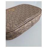 Michael Kors metallic rose gold monogram wristlet, Like New