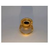 10k Gold Electroplated cushion-cut black onyx cabochon women