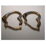 925 Sterling Silver Gold Plated Heart Huggie Hoop Earrings