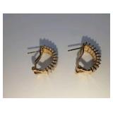 925 Sterling Gold Plated Diamond Chip Huggie Hoop Earrings