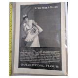Collection of vintage early 1900s paper advertisements|Kellogs,Ritz,Diamond Walnuts,Gold Medal Flour