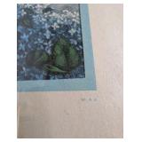 Vintage 1916 "Spring Flowers" calendar lithograph featuring a portrait of a woman
