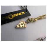 Collection of (5) King Ice necklaces, Nickelodeon pizza slice pendants, Gold Plated|Silver Plated