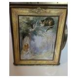 1970s Alice in Wonderland themed tin clock keepsake box, Roger Lascelles Clocks of London
