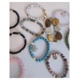 Natural Stone and bead stretchy bracelet lot