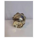Vintage Silver-plated Monteith-style serving bowl, ornate lion head handles and grape leaf detailing