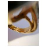 10k Gold Electroplated cushion-cut black onyx cabochon women