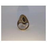 Vintage sterling silver ring|oval black onyx stone,marcasite accents, size 7