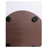 Dreams of the Spirit" wolf art glow-in-the-dark crescent moon sculpture