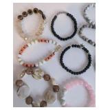 Natural Stone and bead stretchy bracelet lot