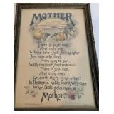 Framed antique Reinthal & Newman lithograph print titled "Mother, #125