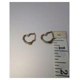 925 Sterling Silver Gold Plated Heart Huggie Hoop Earrings