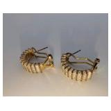 925 Sterling Gold Plated Diamond Chip Huggie Hoop Earrings
