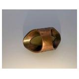 Vintage Oval Turkish Style Brass Ring, Yellowish Stone, Size 7