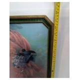 Vintage Victorian Lady Floral Print with Antique Green Frame
