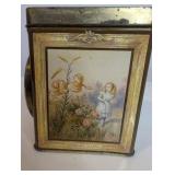 1970s Alice in Wonderland themed tin clock keepsake box, Roger Lascelles Clocks of London