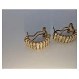 925 Sterling Gold Plated Diamond Chip Huggie Hoop Earrings
