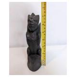 Vintage, hand-carved wooden figurine reminiscent of Balinese or Southeast Asian mythology