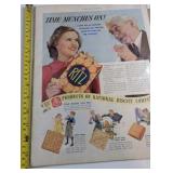 Collection of vintage early 1900s paper advertisements|Kellogs,Ritz,Diamond Walnuts,Gold Medal Flour