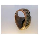 Vintage Oval Turkish Style Brass Ring, Yellowish Stone, Size 7