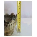 Vintage Silver-plated Monteith-style serving bowl, ornate lion head handles and grape leaf detailing