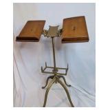 Victorian-era George J. Flanagan dictionary/bible stand|adjustable cast iron,oak panels