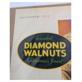 Collection of vintage early 1900s paper advertisements|Kellogs,Ritz,Diamond Walnuts,Gold Medal Flour