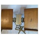 Victorian-era George J. Flanagan dictionary/bible stand|adjustable cast iron,oak panels