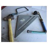 Speed Square, Mallet, Saw, Pressure Tester