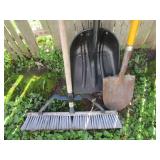 Yard Tools: Spade, Shovel, Broom