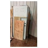Scrap wood and door pieces.