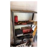 Metal shelving unit and contents