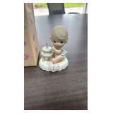 growing in grace, precious moments, 136190, girl with cake age 1 figurine