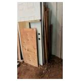 Scrap wood and door pieces.