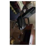 Computer desk, chair, and side table. Content