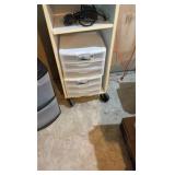 Two storage copies, one with wheel disassembled and fax/printer machine and stand on wheels