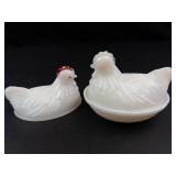 Vintage White Milk Glass Hen On Nest and Extra Cover