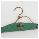 Vintage Folding Wooden Coat Hanger With Brush Ends