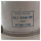 Vintage Red Wing Stoneware Poultry Drinking Fountain & Buttermilk Feeder